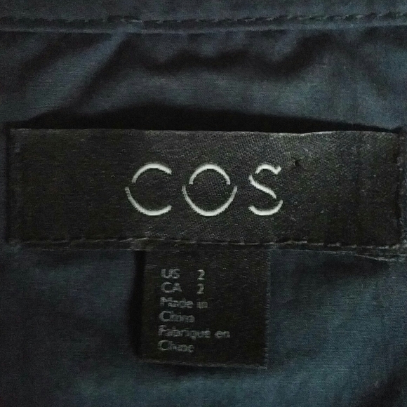 COS - soft cotton navy blue shirt dress - Picture 3 of 4